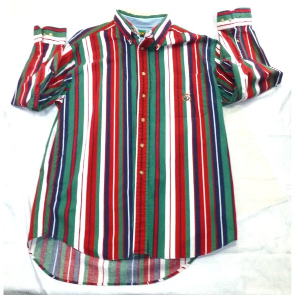 VTG Ivy Crew Men's Long Sleeve Button Down Red White Blue Shirt L Long Sleeve Co - Picture 1 of 8